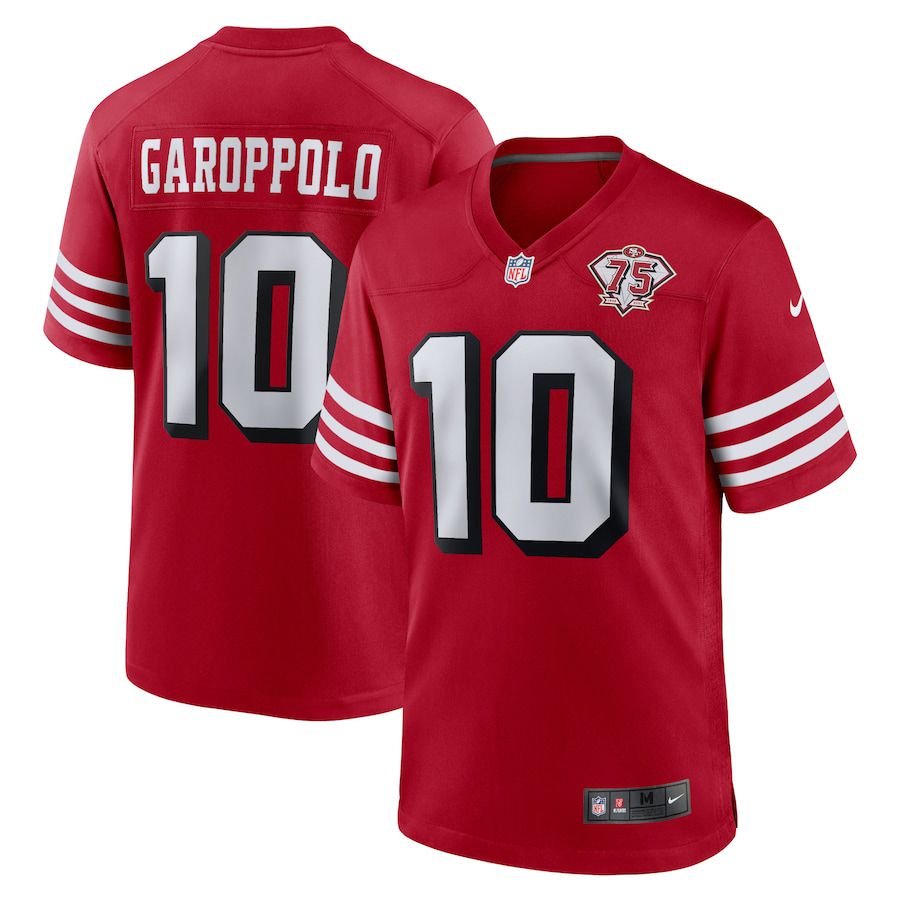 Men San Francisco 49ers #10 Jimmy Garoppolo Nike Scarlet 75th Anniversary Alternate Game Player NFL Jersey